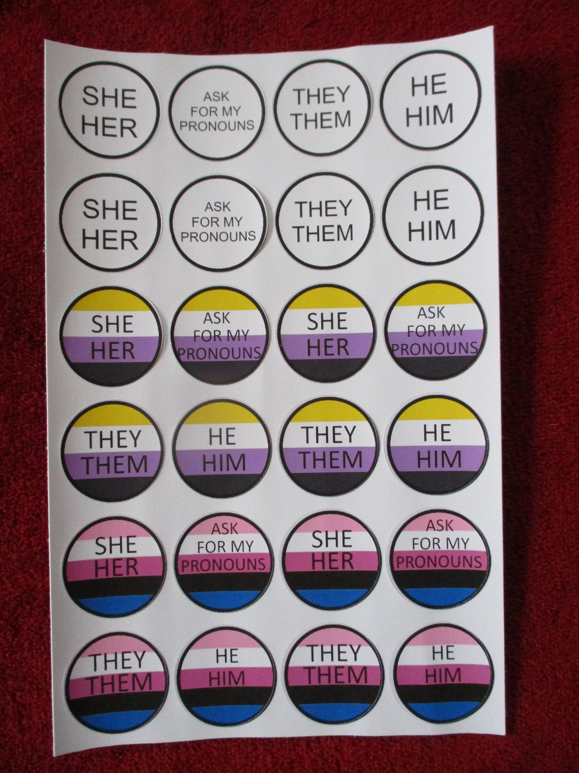 Pronoun LGBT Trans Genderfluid Nonbinary Stickers set 6.4'' X 4''