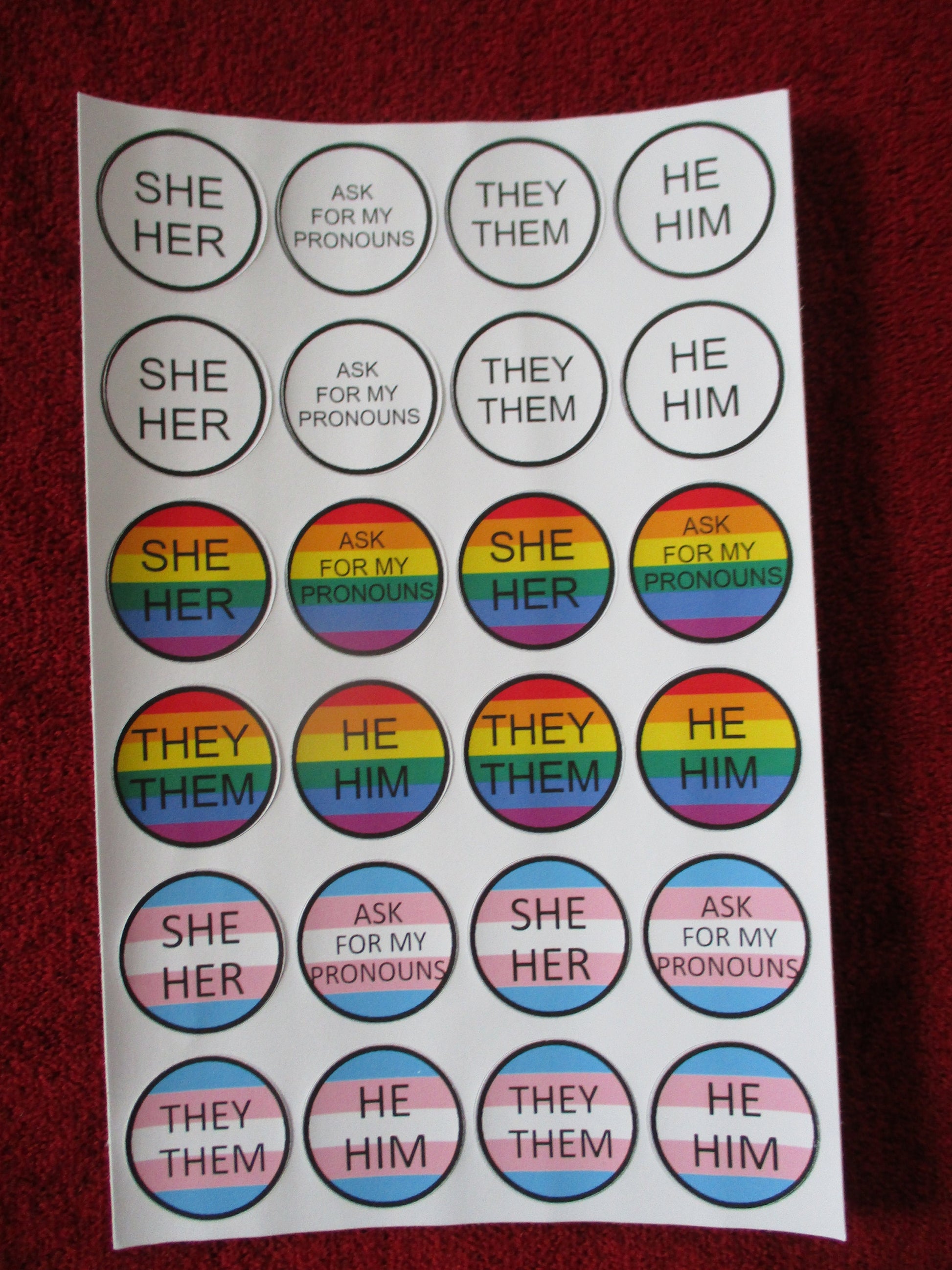 Pronoun LGBT Trans Genderfluid Nonbinary Stickers set 6.4'' X 4''
