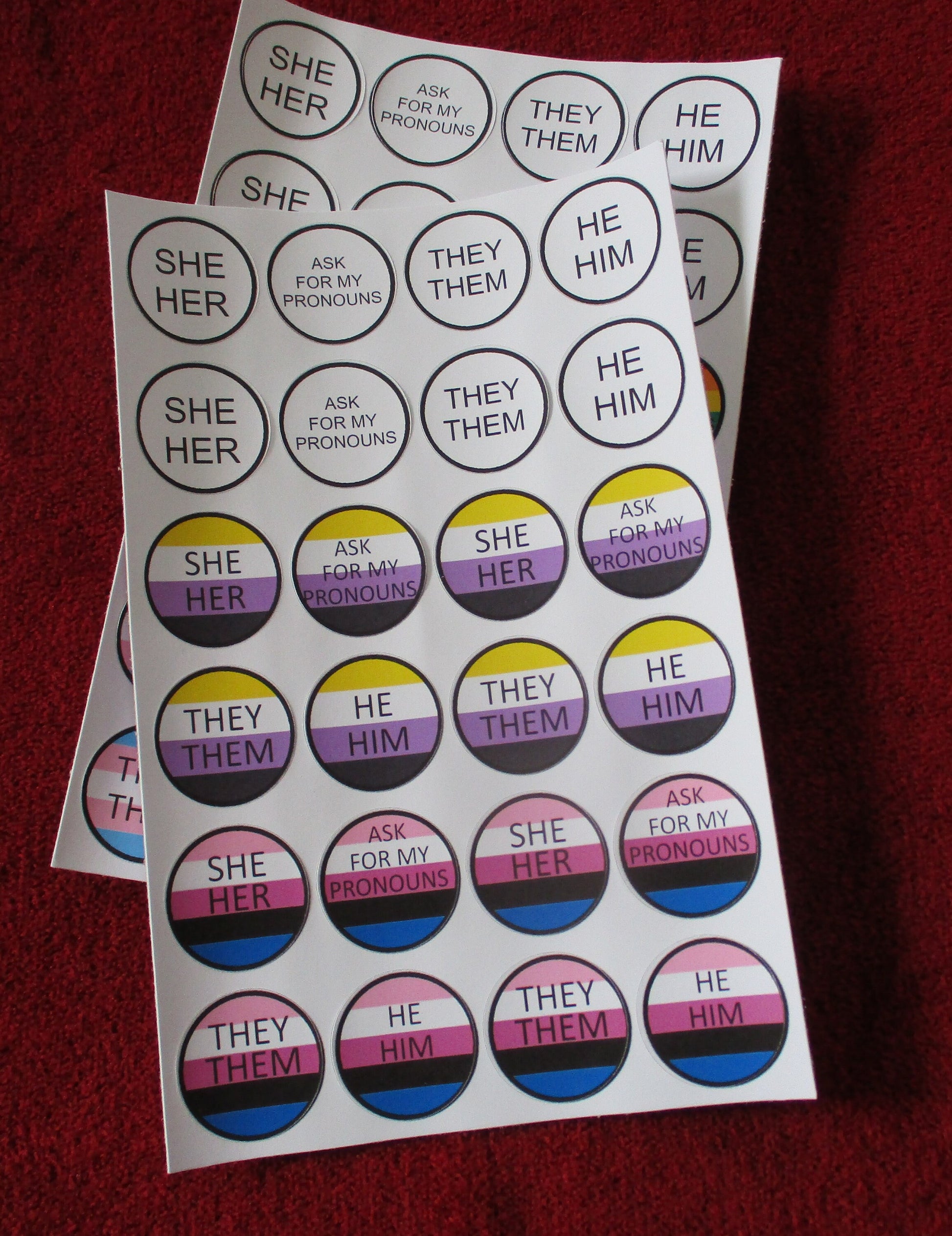 Pronoun LGBT Trans Genderfluid Nonbinary Stickers set 6.4'' X 4''