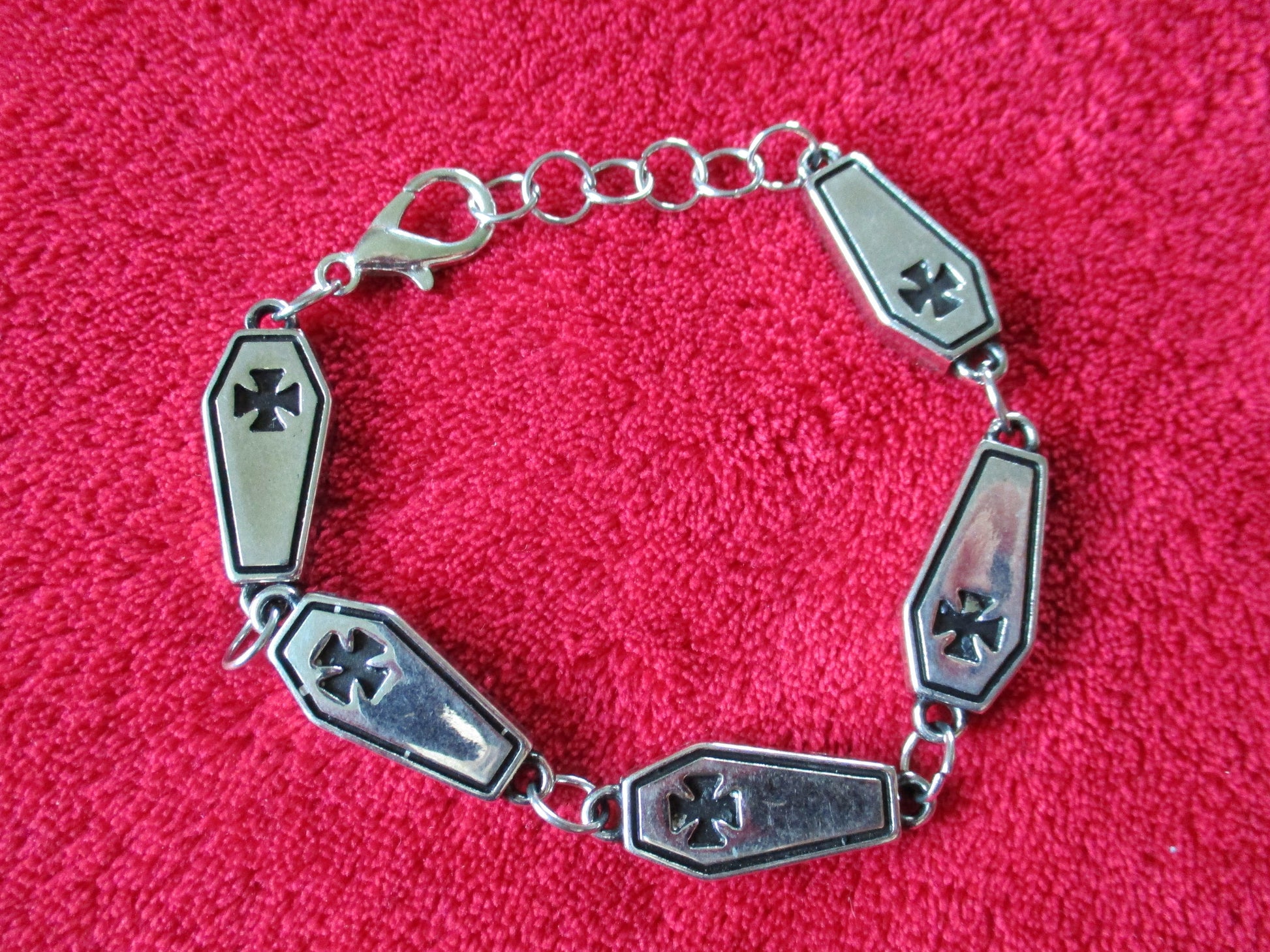 Kawaii Maltese Cross Miniature Vampire Coffin Box Halloween Charm Bracelet