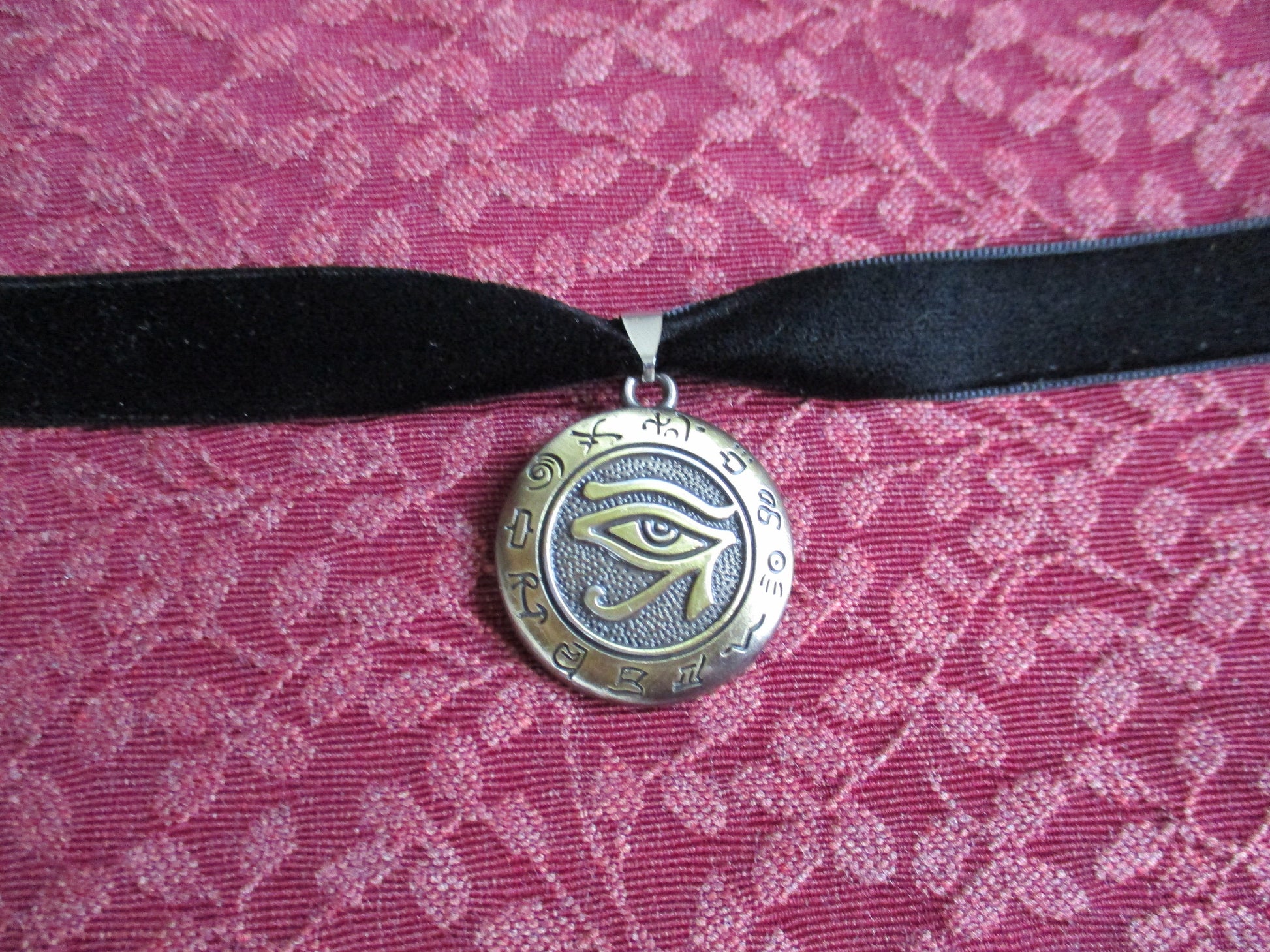 Creepy Cute Kemetic Eye of Horus Black Velvet Choker