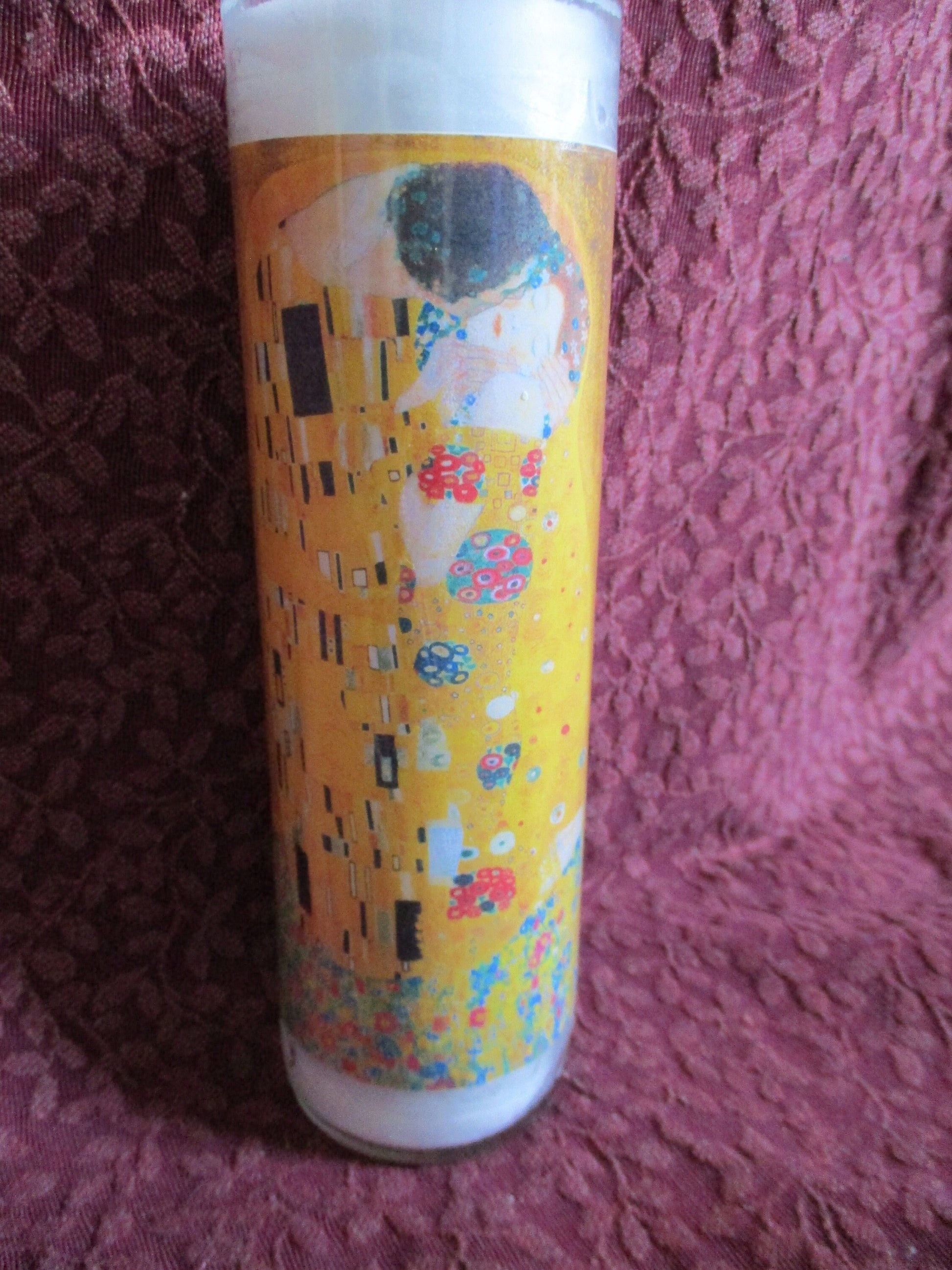 The Kiss, by Gustav Klimt symbolist reprint votive Candle, unscented