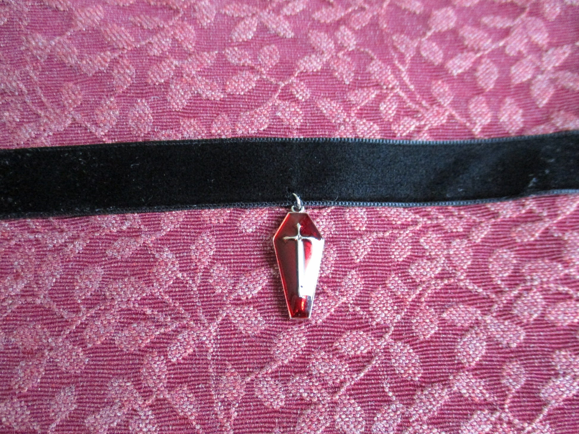 Creepy Cute Vampire Coffin Black Velvet Choker