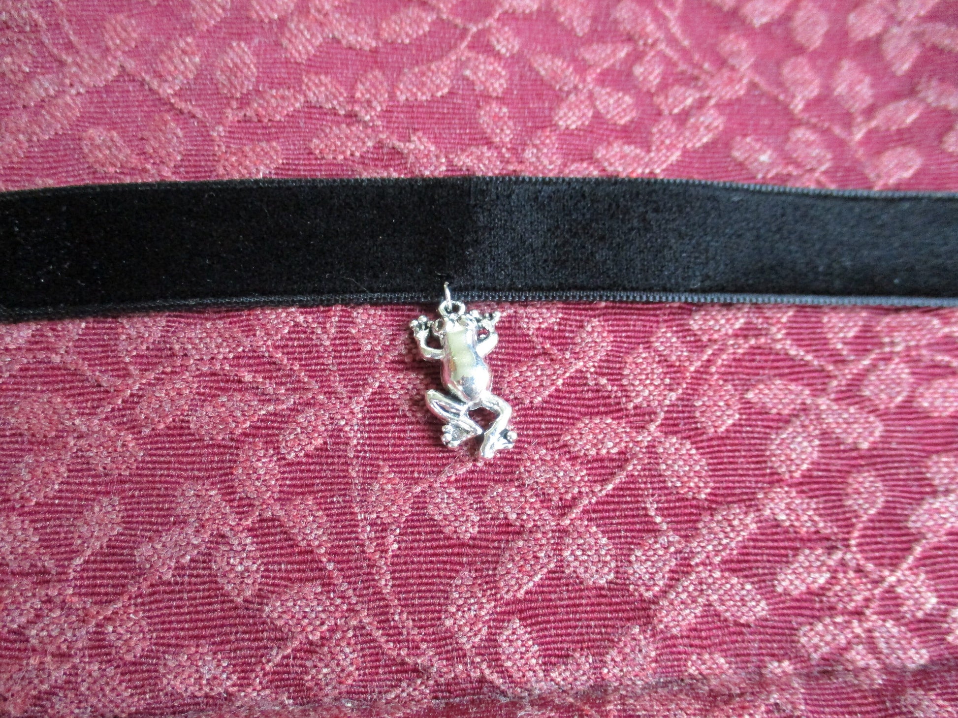 Creepy Cute frog Black Velvet Choker