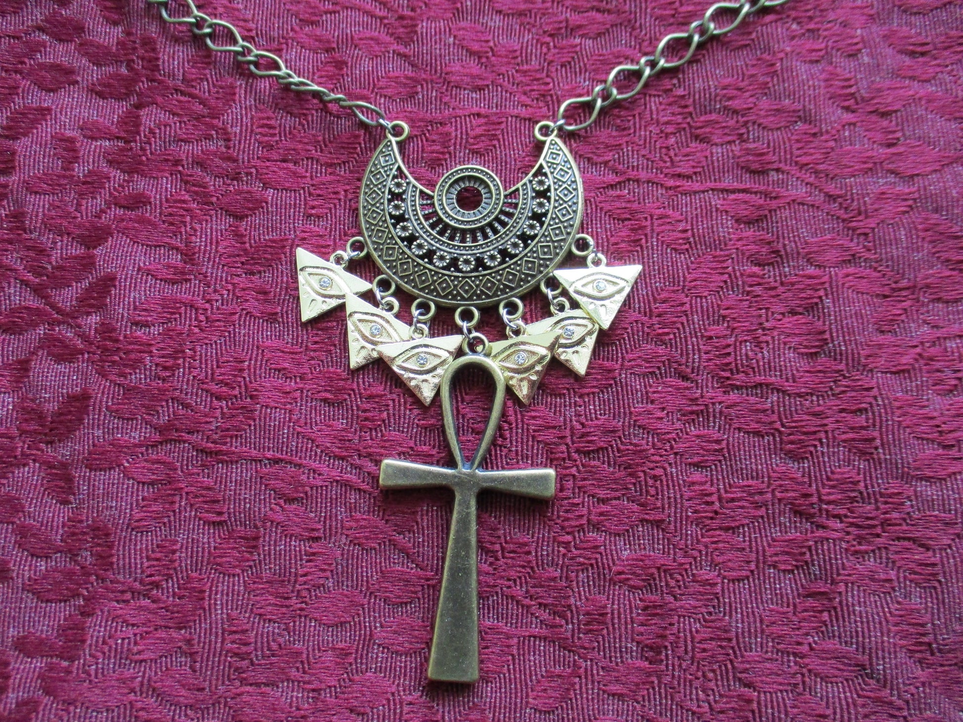 Bronze Kemetic Gothic Egyptian Ankh all seeing eye Pendant