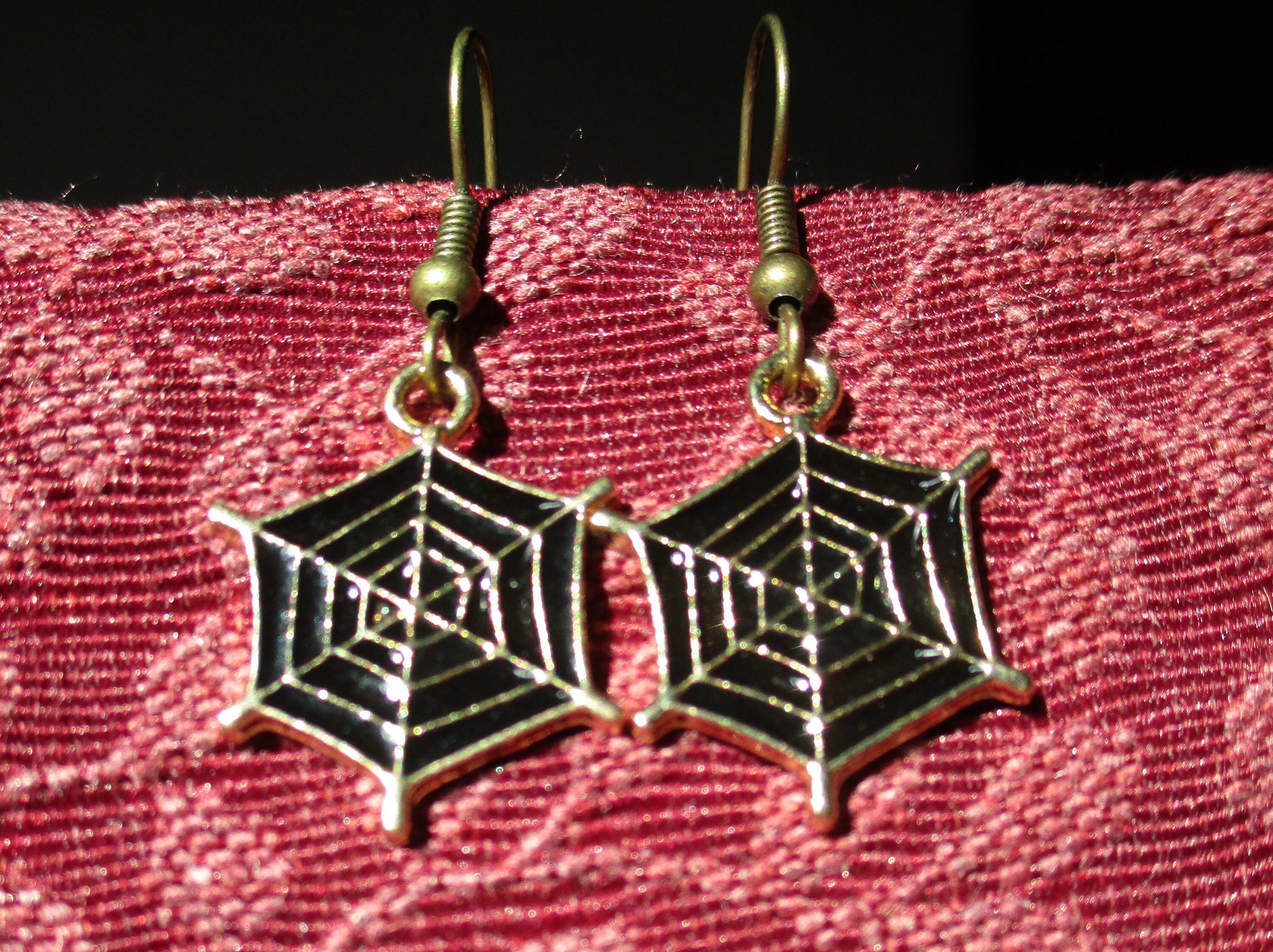 Gold-plated Creepy Crawly spider web Earrings