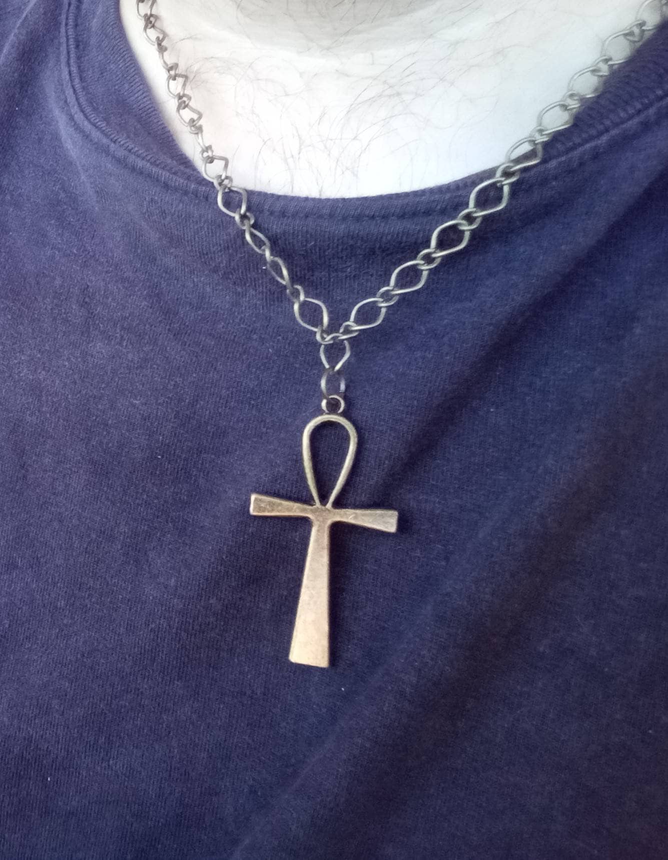 Bronze Gothic Egyptian Ankh Pendant, Chain