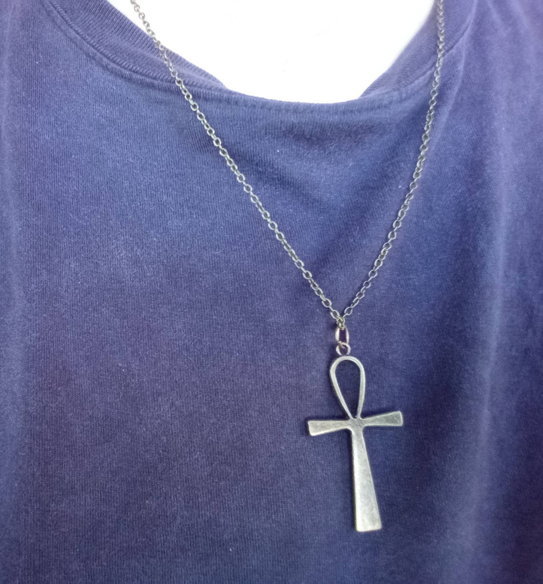 Bronze Gothic Egyptian Ankh Pendant, Chain