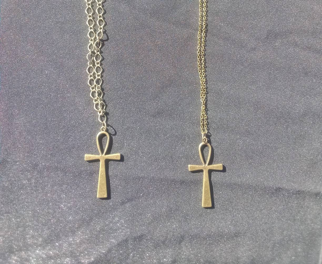 Bronze Gothic Egyptian Ankh Pendant, Chain