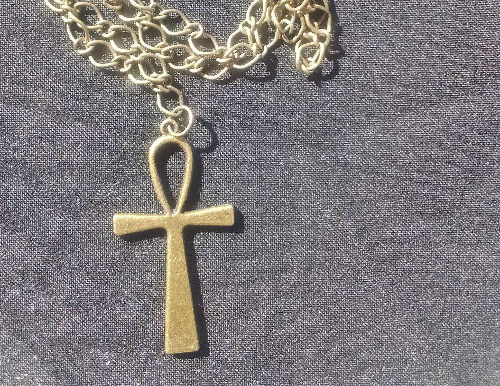Bronze Gothic Egyptian Ankh Pendant, Chain