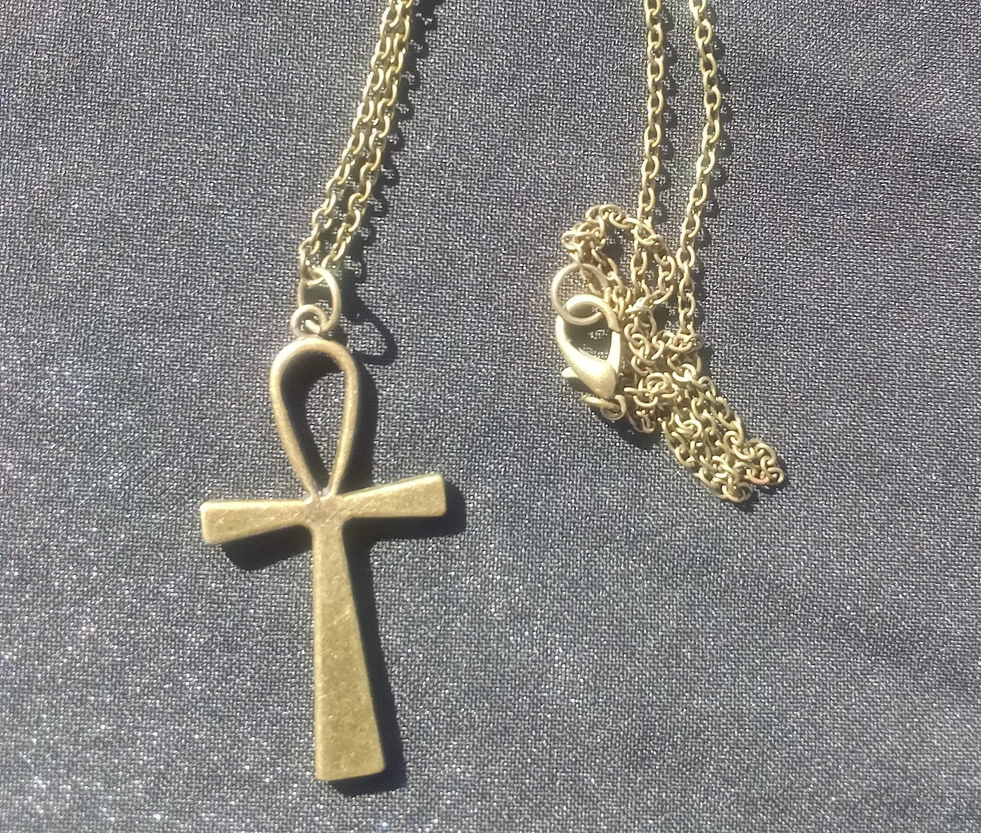 Bronze Gothic Egyptian Ankh Pendant, Chain