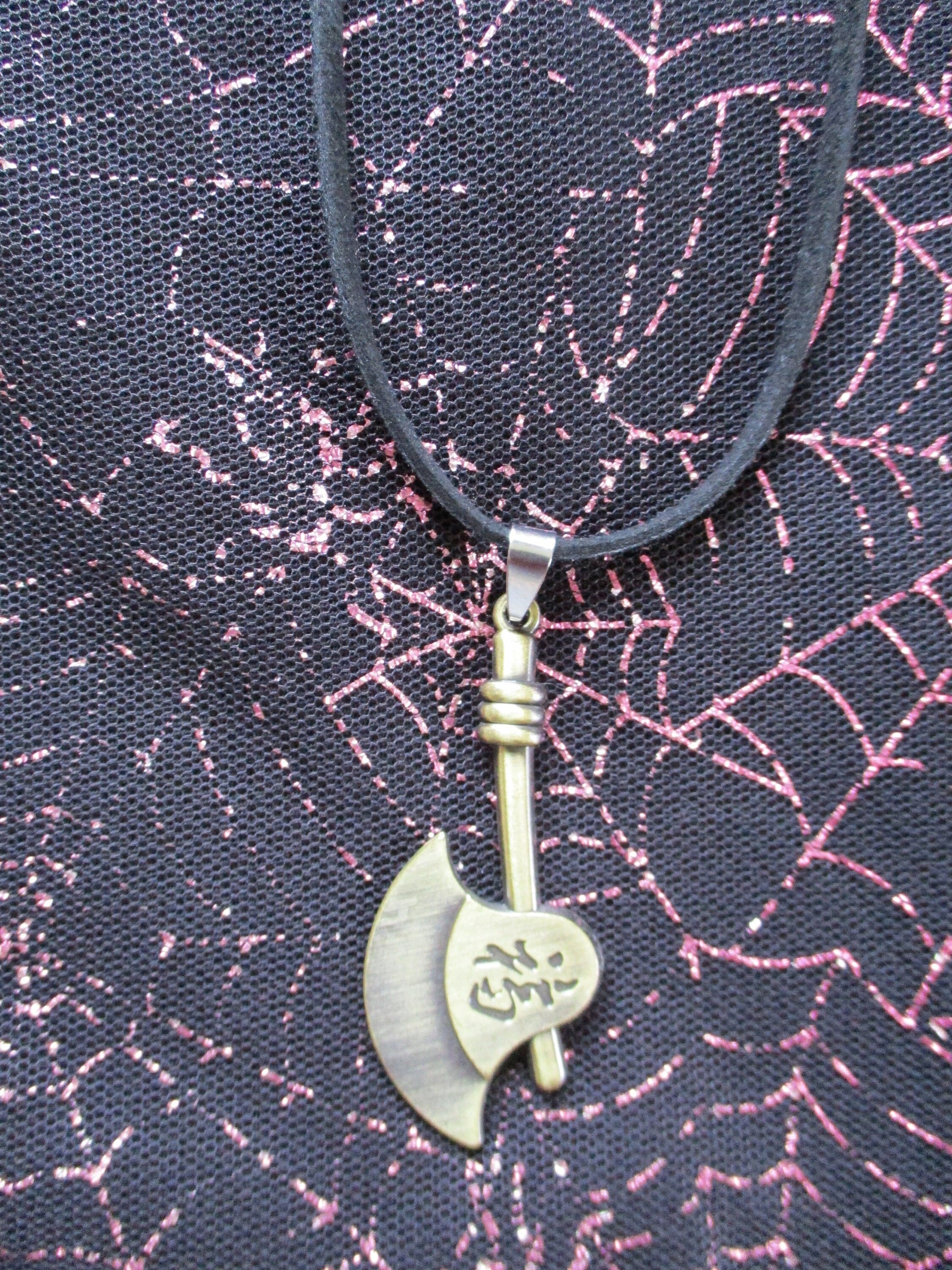 Norse Pagan Viking Bronze Rune Battle Axe Necklace