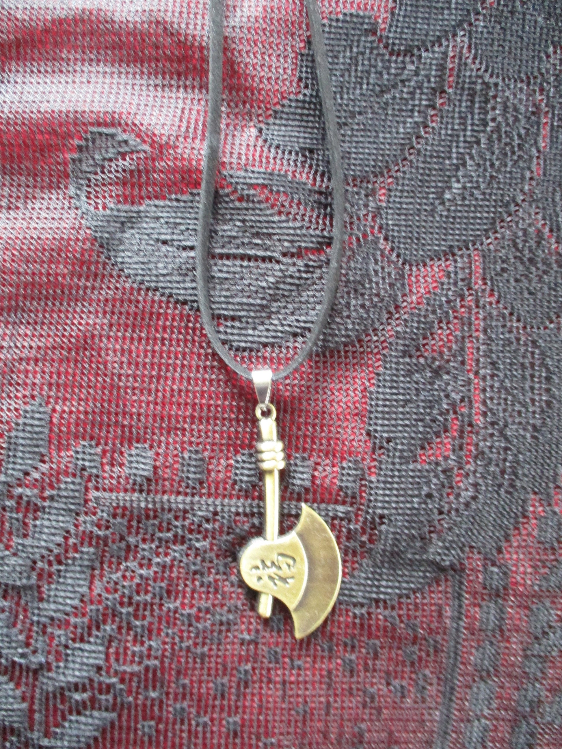 Norse Pagan Viking Bronze Rune Battle Axe Necklace