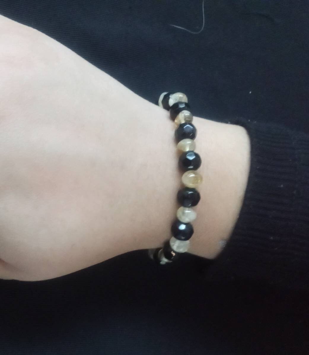 Kawaii Boho Goth creepy cute yellow citrine and black rondelle bee wasp Beads bracelet