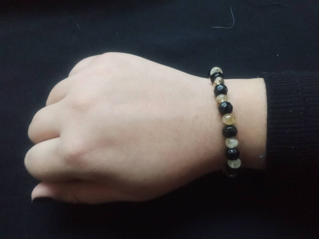 Kawaii Boho Goth creepy cute yellow citrine and black rondelle bee wasp Beads bracelet