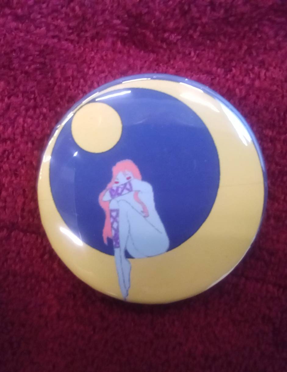 Hekate Hecate triple moon goddess art print Button 1.46''