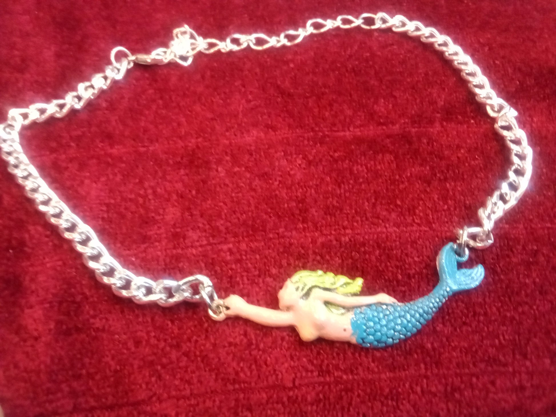 colorful painted Sexy Mermaid curb chain choker