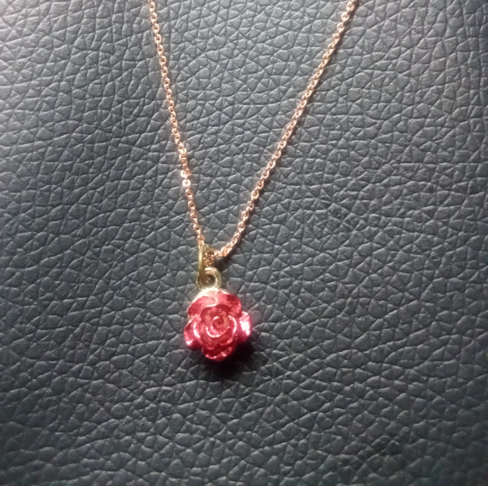 Rose Charm rose gold plated chain pendant necklace