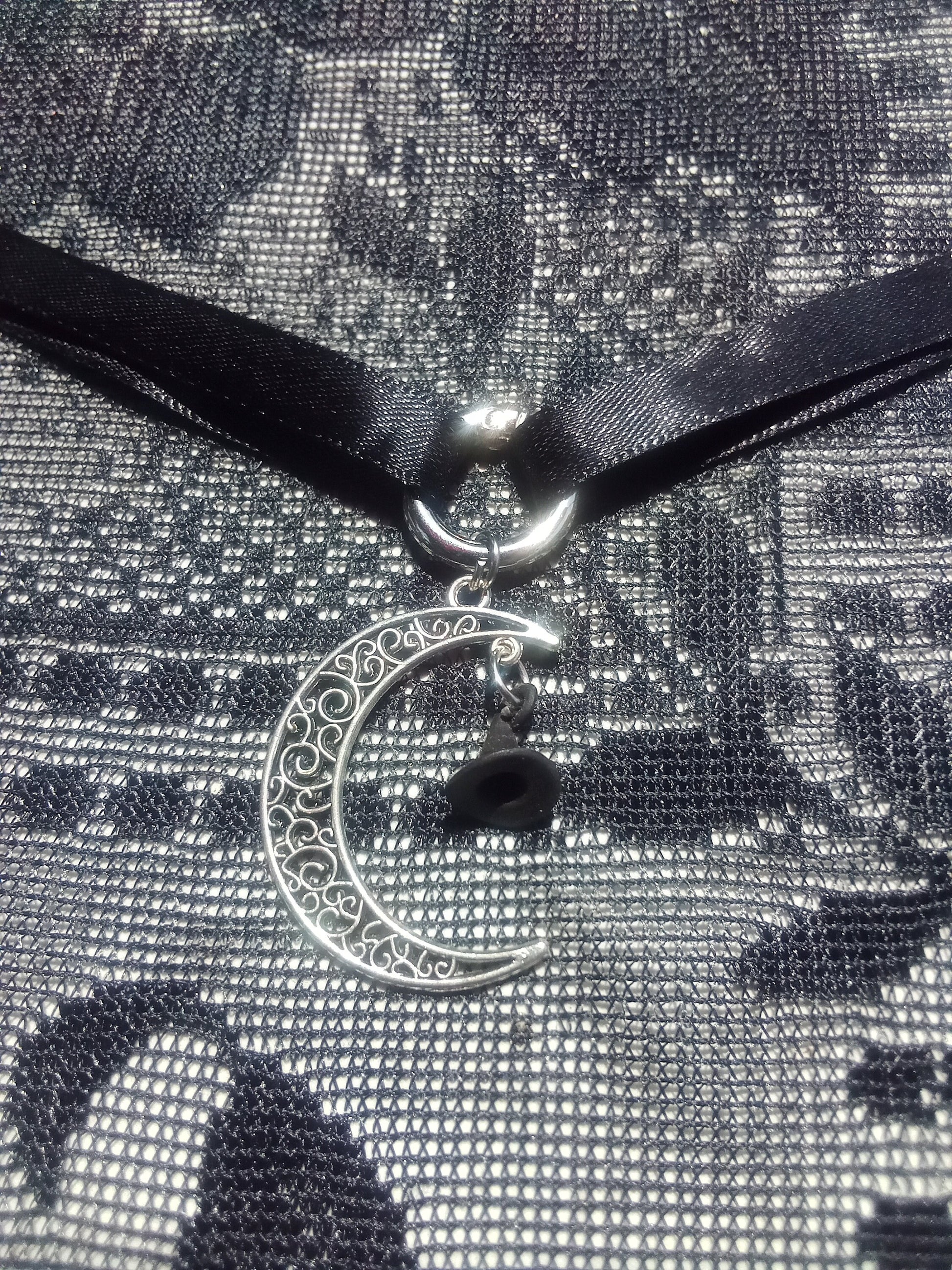 Kawaii witch hat gothic lolita Crescent Moon Phase O ring choker