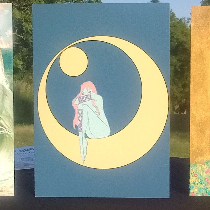 Maiden On The Moon Triple Moon Goddess Hekate Trans Affirming LGBTQAI+ Greeting Card