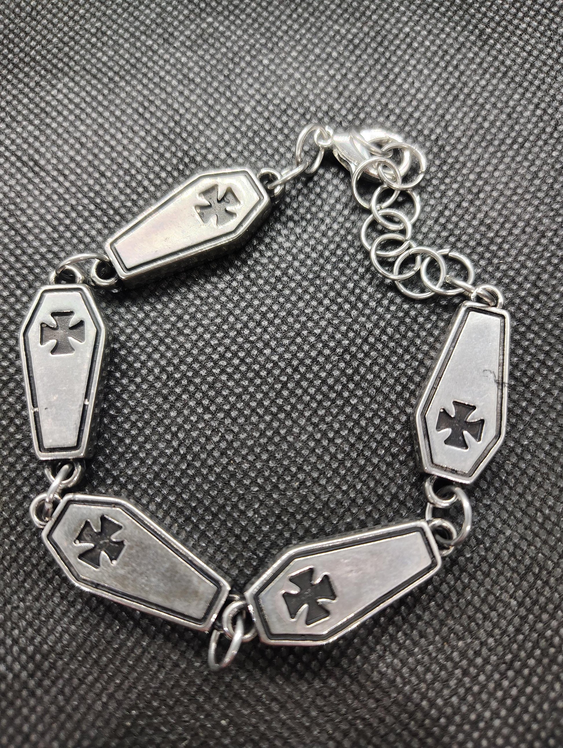 Kawaii Maltese Cross Miniature Vampire Coffin Box Halloween Charm Bracelet