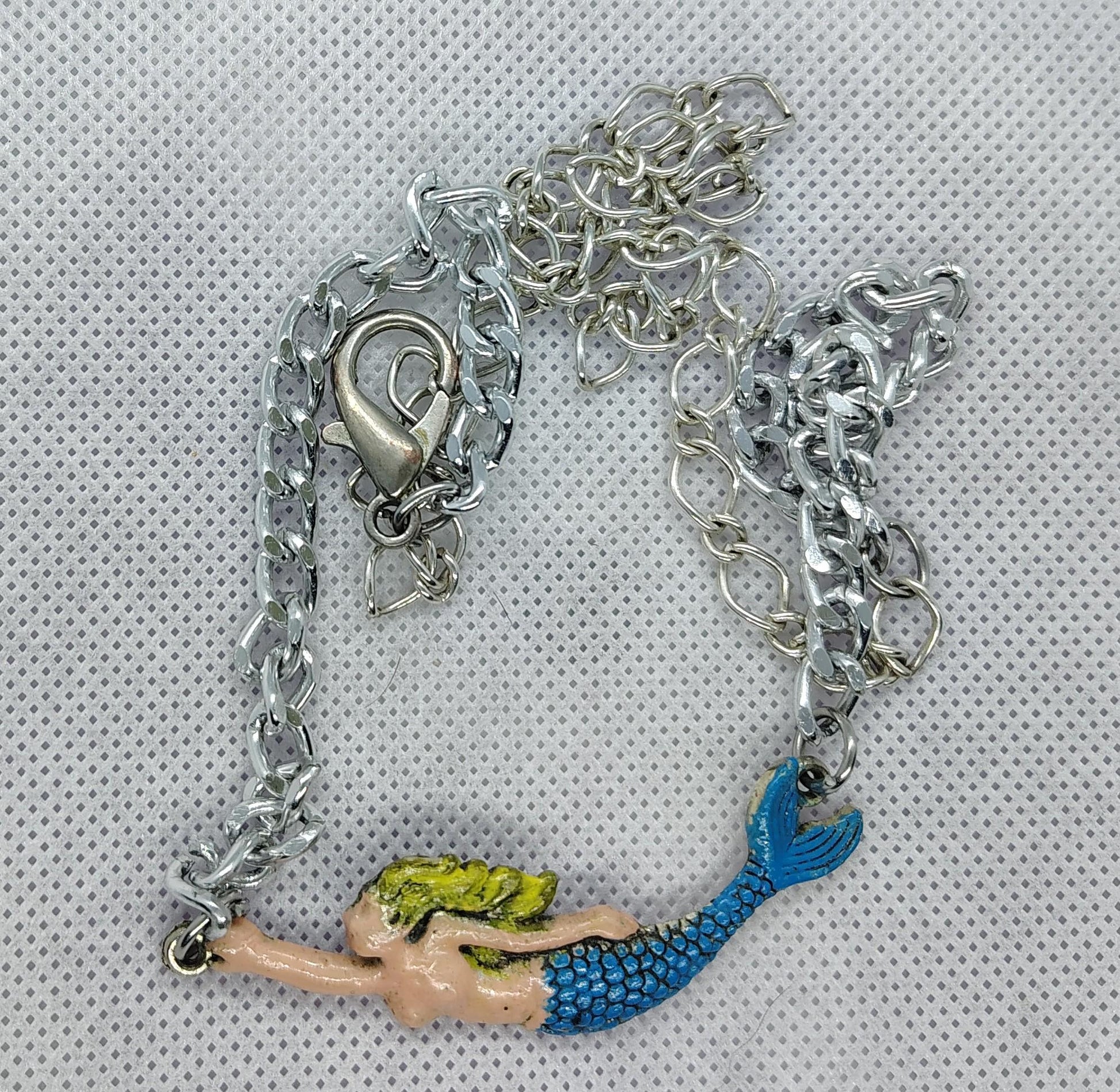 colorful painted Sexy Mermaid curb chain choker