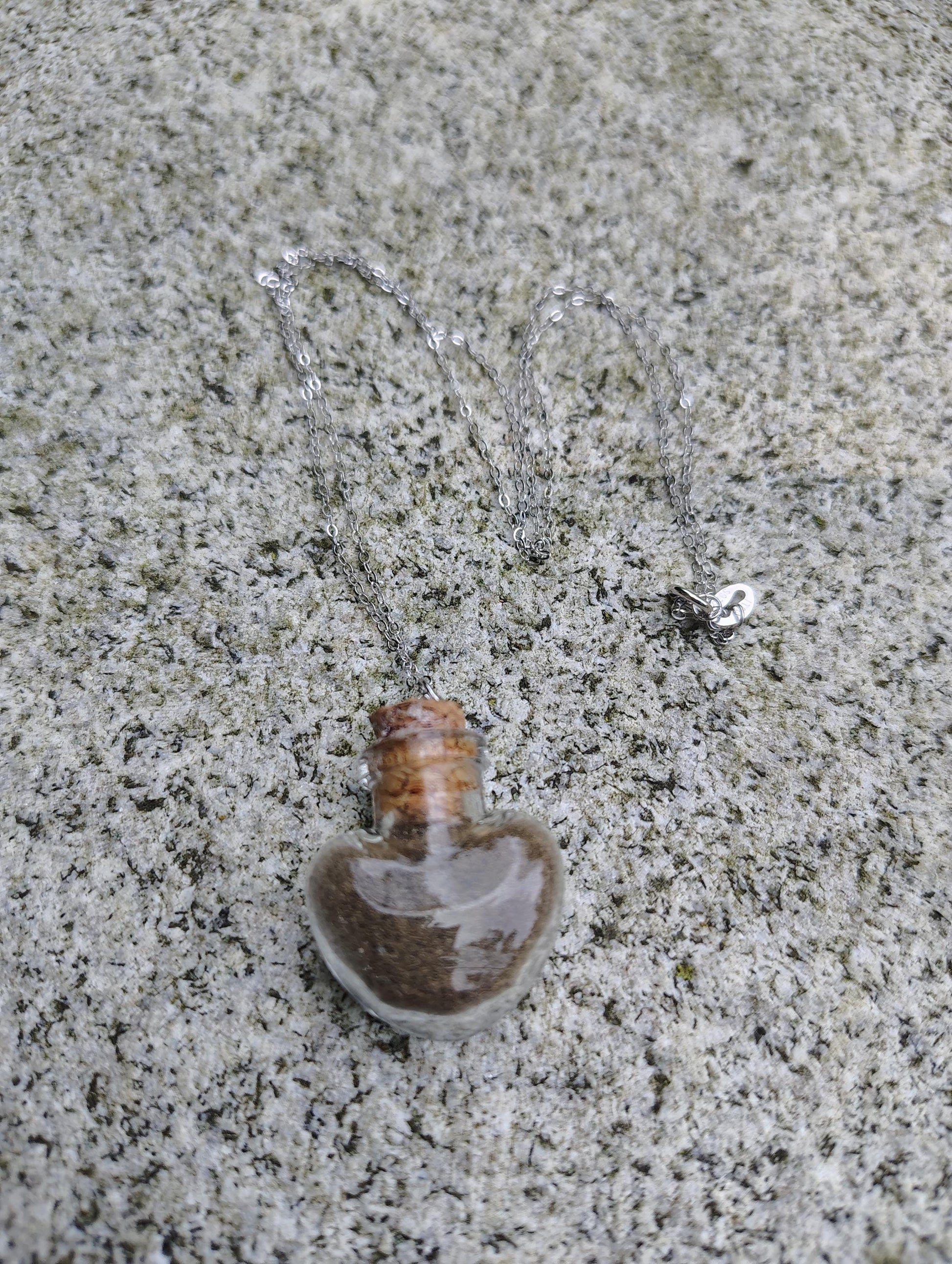 Mount Hope Cemetery Graveyard Dirt Voodoo Memento Mori heart Glass Vial gold/silver necklace